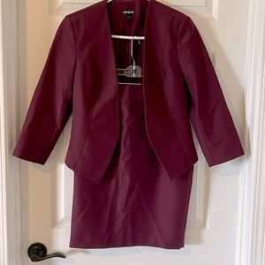 Express Burgundy Blazer and Skirt Set